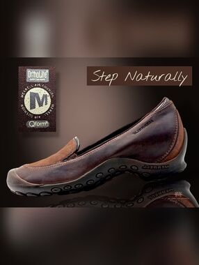 Merrell "Plaza Spree" Women Sz 7.5 Neutral Chestnut Leather Air Cushion Support